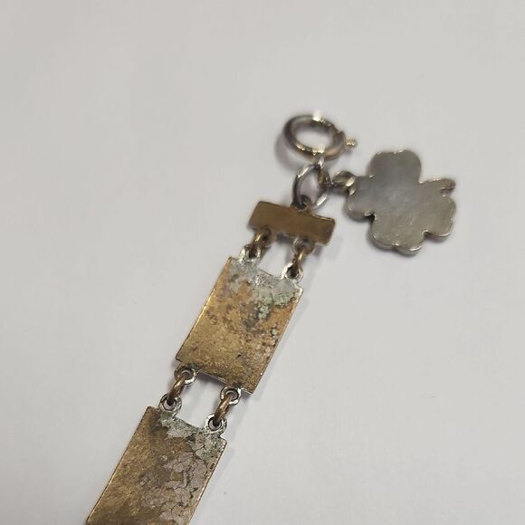 Vintage Russian Hand Painted Flower Link Enamel Bracelet USSR - Picture 5 of 13